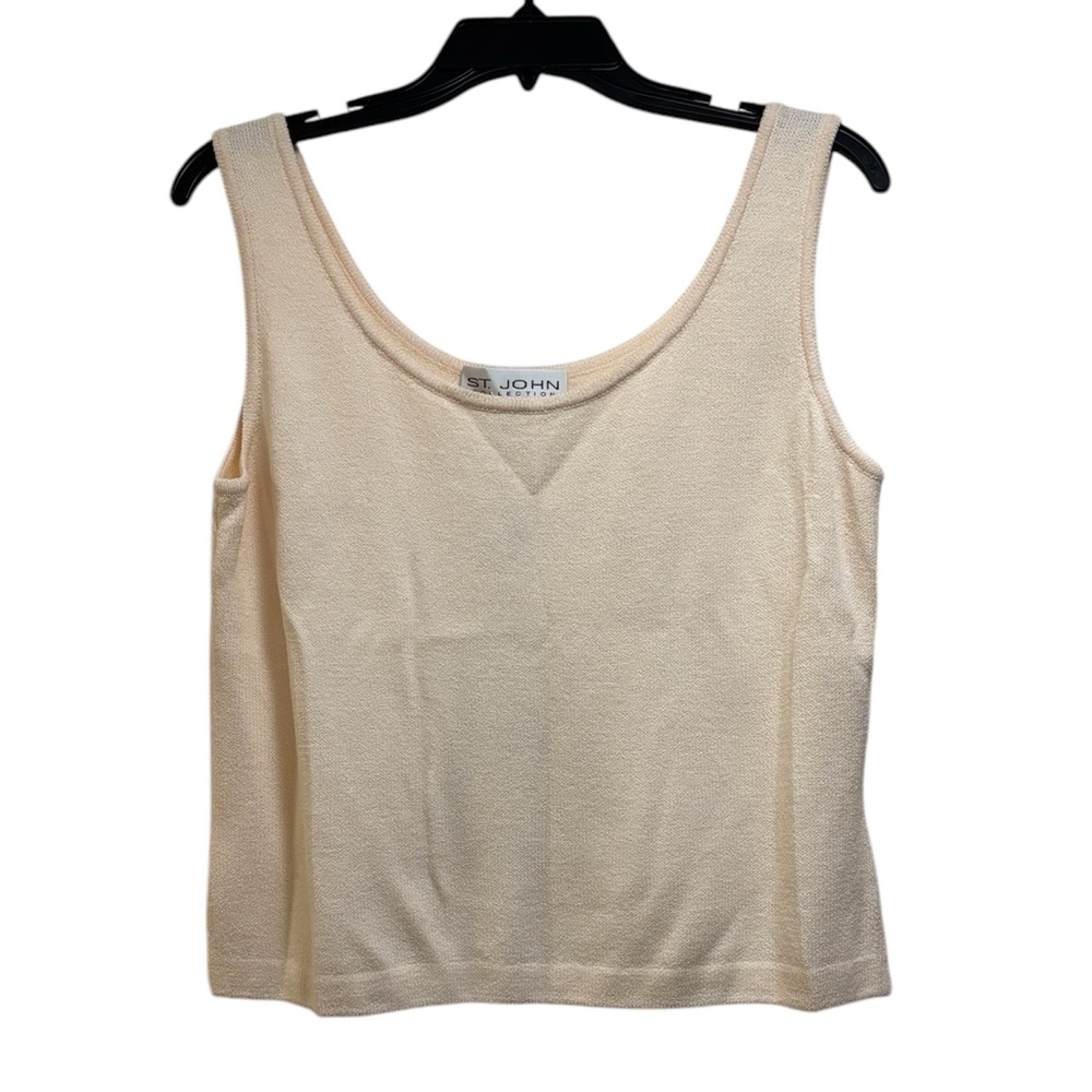 NWT ST. JOHN Cream Wool Sleeveless Blouse Top